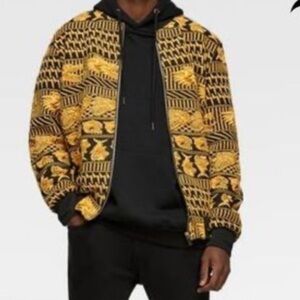 Zara Mens PADDED JACQUARD BOMBER JACKET Size Large